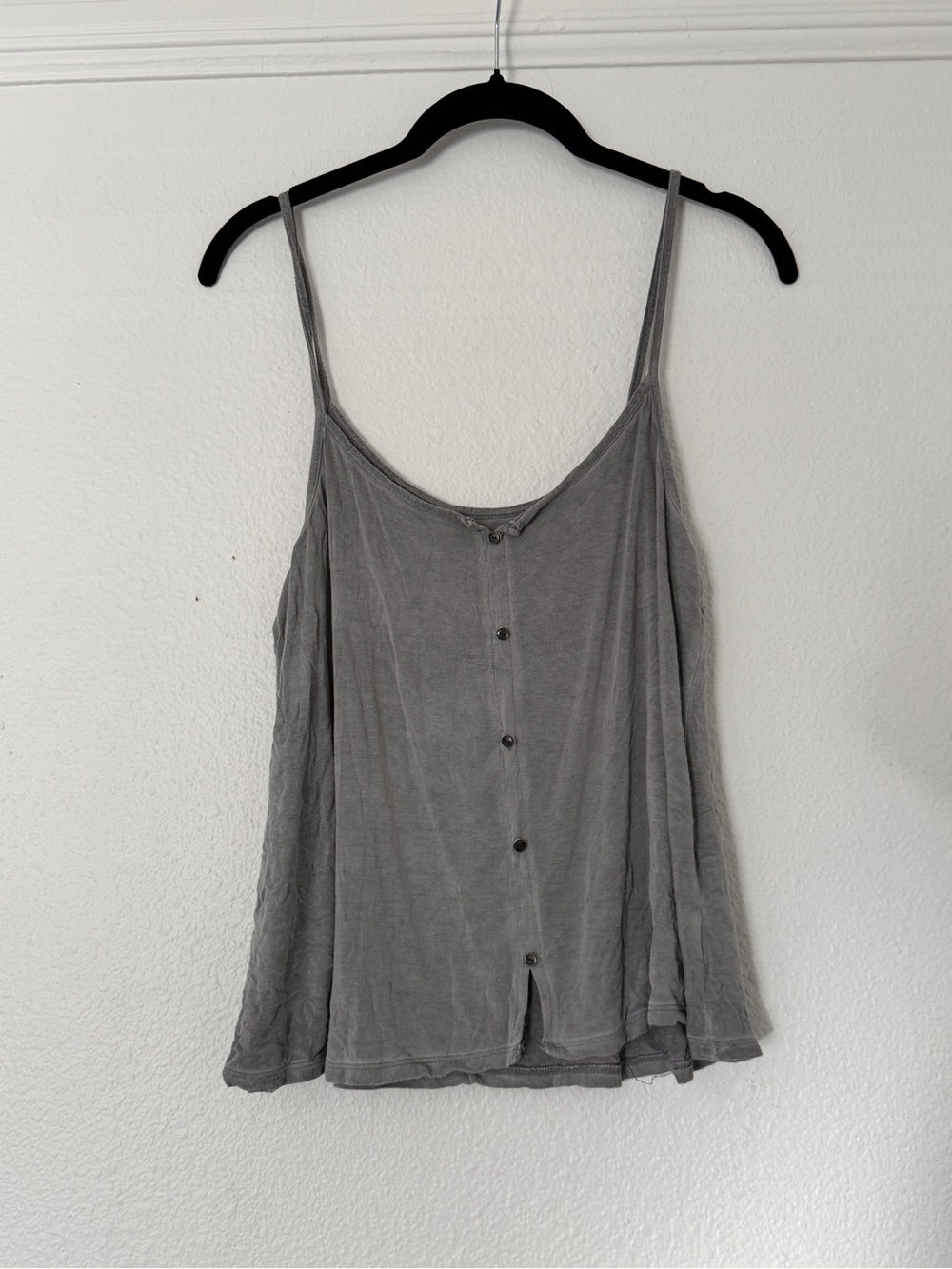 American Eagle Outfitters Grey Button-Front Tank Top Soft